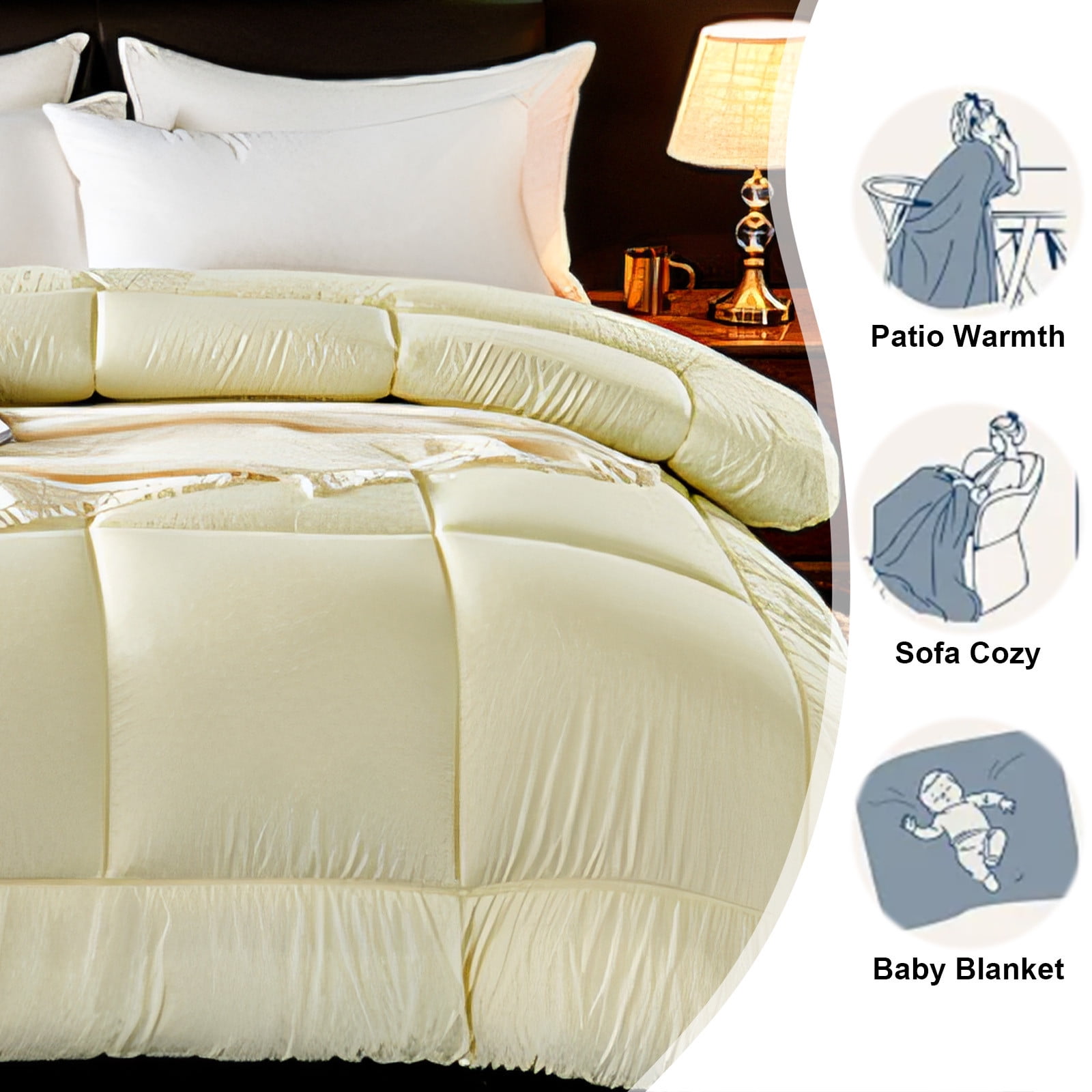 Openpig Home Fashions Light Weight Solid Microfiber Down Alternative All Season Comforter-Hypoallergenic Polyester Fill