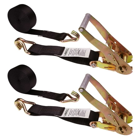 

US Cargo Control Wire Hook Ratchet Straps 2 Inch Wide X 30 Foot Long Black Ratchet Straps 2 Inch Ratchet Straps Wide Handle Ratchets Ratchet Straps With Wire J Hooks 2 Pack of Tiedowns
