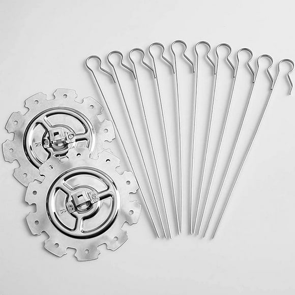 Inteprter Jaula de barbacoa Dido Asador de picnic de acero inoxidable Barbacoa portátil giratoria con pinchos Herramientas y accesorios para hornear 25cm Inteprter HA006186-01B
