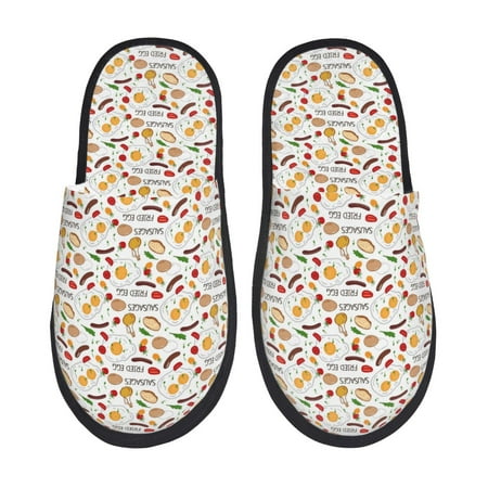 

Fuzoiu Sausage Tomato Toast Print Unisex Furry Slippers Plush Indoor Shoes Trendy House Slippers Anti-Skid EVA Sole House Shoes for Home Office and Travel -Large