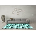thumbnail image 3 of Ahgly Company Machine Washable Indoor Square Abstract Turquoise Blue Contemporary Area Rugs, 4' Square, 3 of 4