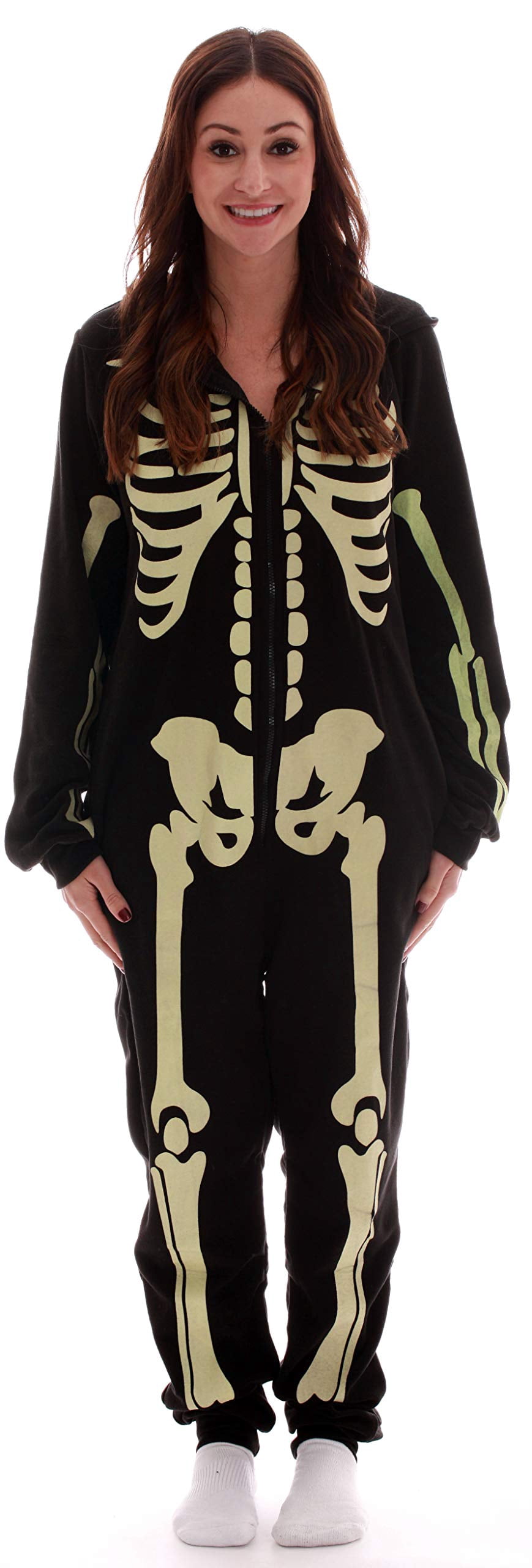 #followme Glow In The Dark Skeleton Men's Adult Onesie Pajamas 6741-XXL (Women's Skeleton, X-Large)
