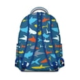 thumbnail image 4 of Funny Vintage Shark and Whale Backpack Waterproof Scratch-Resistant School Bag with Cartoon Nautical Print, Breathable Foam Padding, Adjustable Straps for Outdoor Use, 4 of 6
