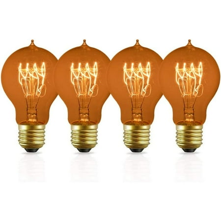 

HElectQRIN 4 Pack of Dimmable A19 Vintage Edison Light Bulbs with Quad Loop Filament - 60W Incandescent Bulbs 2200K Amber Glow 110-130 Volts E26 Medium Base for Home Light Fixtures