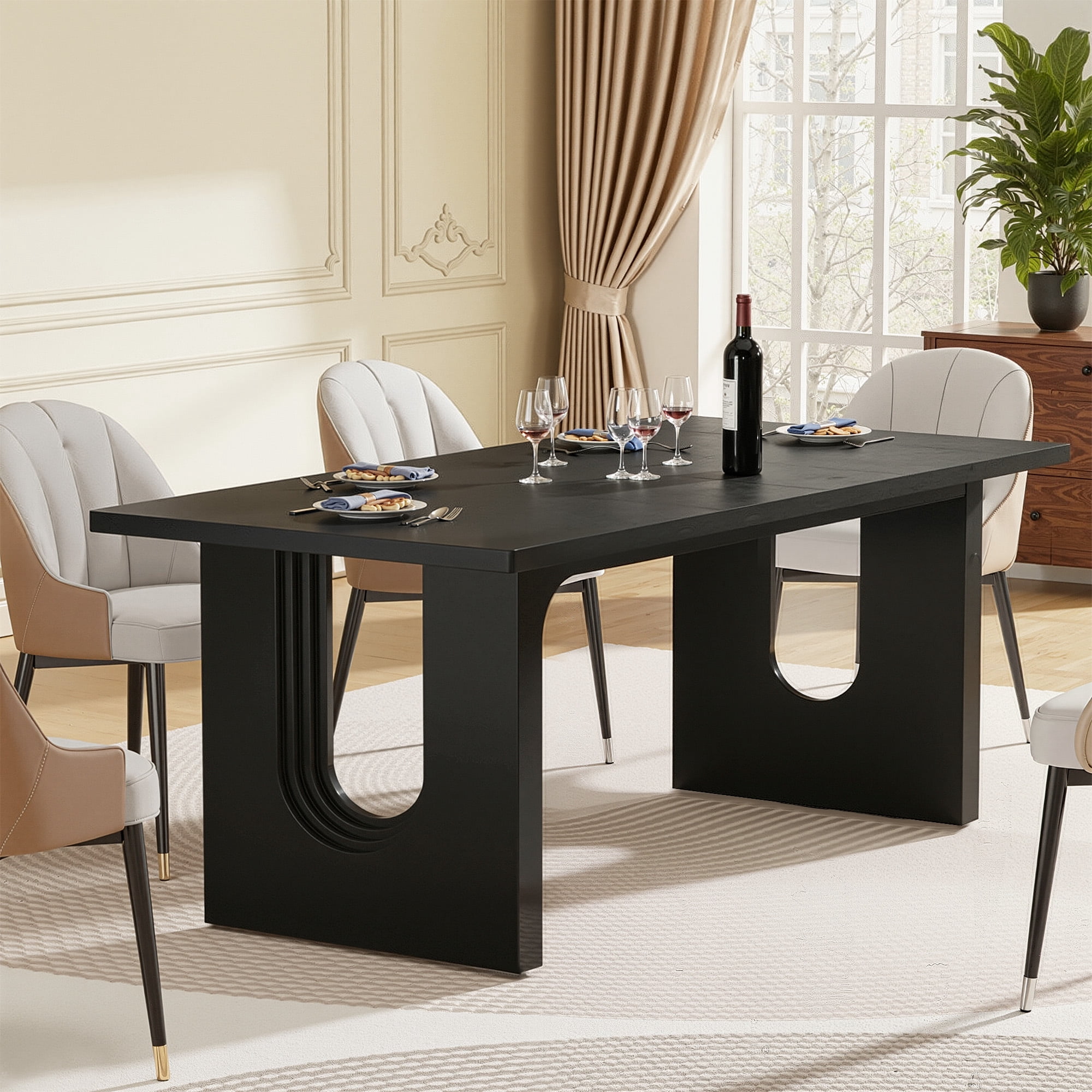 MAYEERTY 71" Modern Executive Desk, High-Quality Engineered Wood with Double Pedestal Base