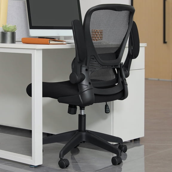 Hoffree Office Chair Ergonomic Mesh Desk Chair with Lumbar Support & Flip-Up Armrests, Black