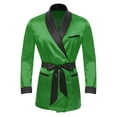 thumbnail image 3 of vastwit Mens Satin Smoking Robe Jacket Long Sleeve Kimono Bathrobe with Belt Green 4XL, 3 of 7