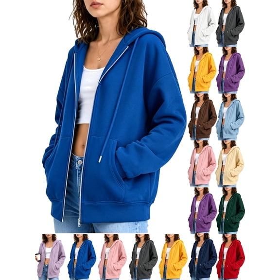 Hoodies for Women Oversized Casual Solid Color Hoodied Long Sleeve Fashion Basic Fleece Hoodie Sweatshirt with Pockets