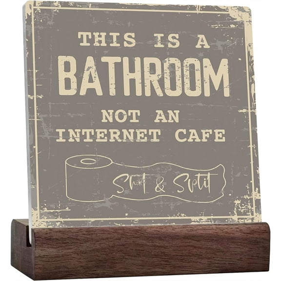 Ceramic Sign 4x4 Inch Ceramic Sign Bathroom Decor Farmhouse Home Decor Ceramic Plaque Sign Desk Decor Shelf Table Decoration For Living Room Dining Room Bedroom Restroom Bathroom This Is A Bathroom