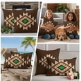 thumbnail image 5 of Brown Green Boho Outdoor Waterproof Pillow Covers, Vintage Southwest Abstract Geometric Decorative Square Throw Pillowcase Sofa Cushion Sham for Patio/Couch/Chair, 26"x26" 2 Pack, 5 of 8