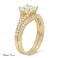 thumbnail image 5 of 3.36 ct Princess Cut Real Genuine Natural Diamond SI1-SI2 G-H 14K Yellow Gold Engagement Wedding Bridal Set Designer Ring bW/ Set W/ Crystal side stones size 8, 5 of 7
