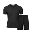 thumbnail image 3 of Eres Más Que una Prueba Puntuación Camisa Hombres Moda Cordón de Color Sólido Manga Corta Blusas con Cuello en V Conjunto de Cintura Elástica, 3 of 7