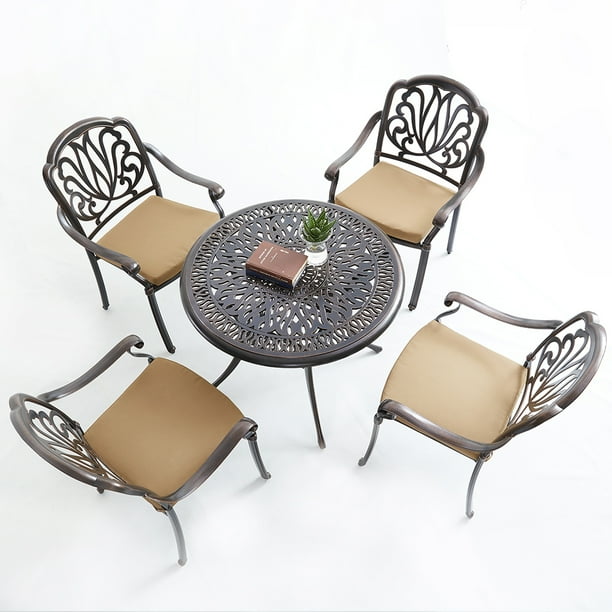 Outdoor Patio Table And Chair Furniture 5 Piece Cast Aluminum Set With Cushion Umbrella Hole Com - Hansen Cast Aluminum Patio Furniture Outdoor Patio Table And Chair Furniture 5 Piece Cast Aluminum Set With Cushion Umbrella Hole Com - Hansen Cast Aluminum Patio Furniture