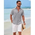 thumbnail image 4 of COOFANDY Men's Short Sleeve Casual Button Down Shirts Summer Beach Wedding Textured Linen Shirt for Men, 4 of 7