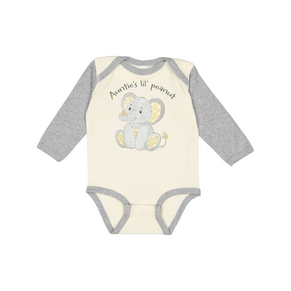 Inktastic Auntie's Lil' Peanut Polka Dot Elephant Boys or Girls Long Sleeve Baby Bodysuit