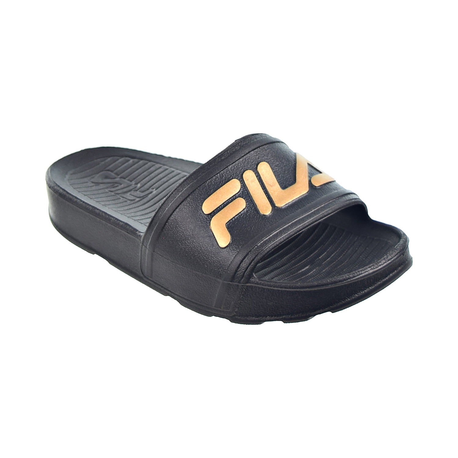Fila Sleek LT Kids' Slide Sandals Black-Metallic Gold 3sm00001-040 -  Walmart.com