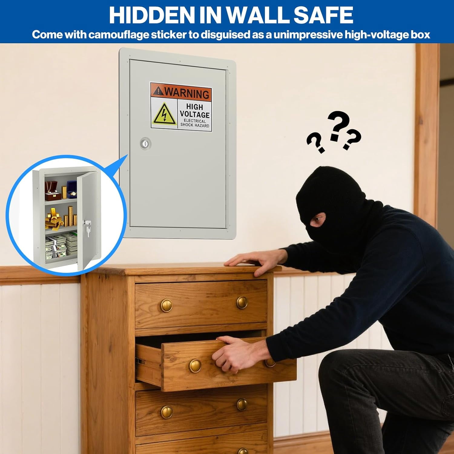 POCHAR In Wall Safe with Key Lock - Hidden Wall Safes Between the Studs for Money Jewelry Cash and Valuables at Home, Business (21" Height)