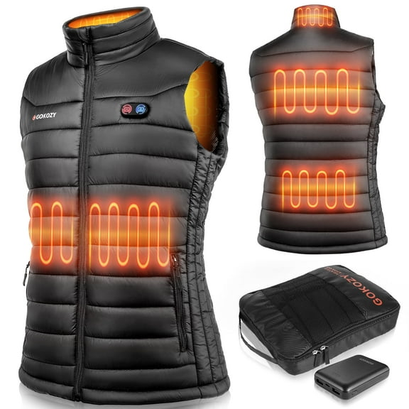 GOKOZY Women’s Heated Vest with 10000mAh Battery Pack – Lightweight Electric Heated Body Warmer for Ladies, Adjustable 3 Heat Levels