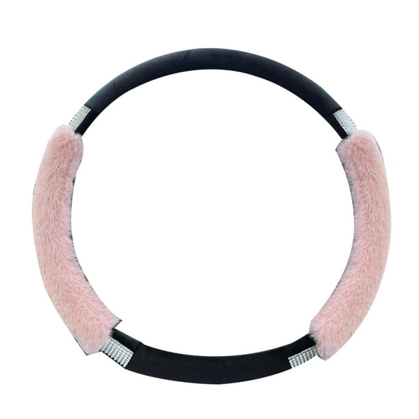 Funda protectora para volante de coche, cálida, inodora y antideslizante para invierno, color rosa. Rosado