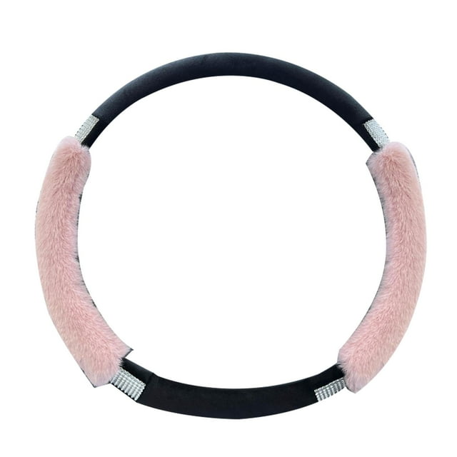Protector de la cubierta del volante del coche Antideslizante Auto Invierno Cálido SUV Felpa Universal 38 cm Accesorios interiores cómodos Camión , Rosado DYNWAVEMX Cubierta para el volante