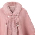 thumbnail image 3 of Trendy Women Plush Trim Cape Coat Fleece Lined Warm Open Front Poncho Shawl, Casual Outer Wear for Women’s Fall Winter Clothes Pink, 3 of 5