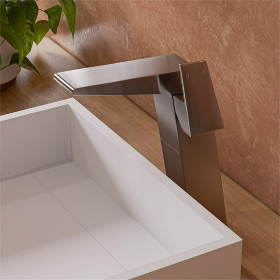 Pemberly Row Brushed Nickel Single Hole Tall Bathroom Faucet
