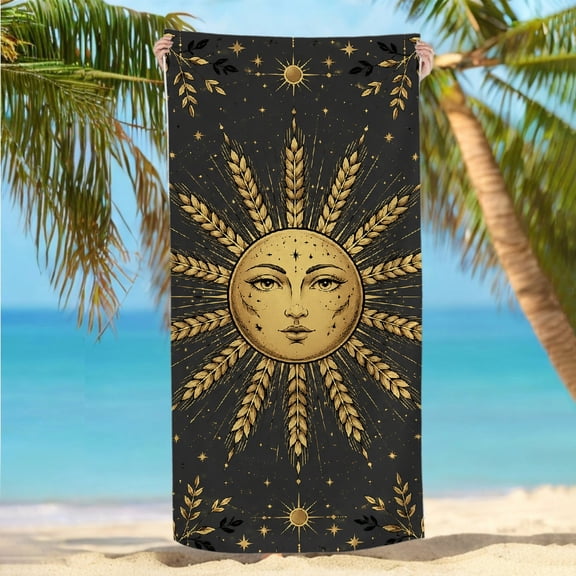 RKSupls 30x60inch Beach Towel Mystical Sun And Moons Oversized Microfiber Beach Towel, Machine Washable Ultra-Soft Microfiber Ideal for Bathroom beach yoga
