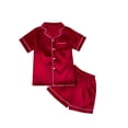 thumbnail image 5 of MKOSPLRT Big Girls 5-16 Years Solid Satin Pajama 2-Piece Set Short Sleeve Lapel Top and Shorts Soft Lightweight Sleep Outfit Gift for Tween Girls, 5 of 8