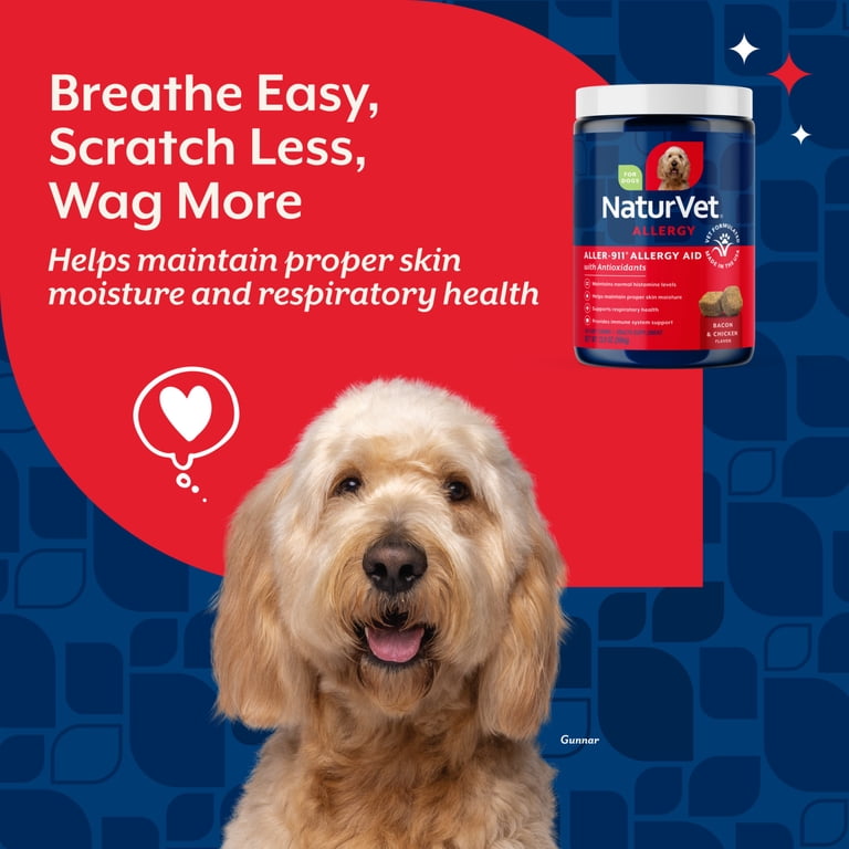 NaturVet Allergy Aid Plus Antioxidants for Dogs Cats 180 Soft
