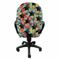 thumbnail image 3 of Geometric Office Chair Slipcover, Repeating Colorful Stars and Triangles Print and Modern, Protective Stretch Decorative Fabric Cover, Standard Size, Charcoal Grey Multicolor, by Ambesonne, 3 of 5
