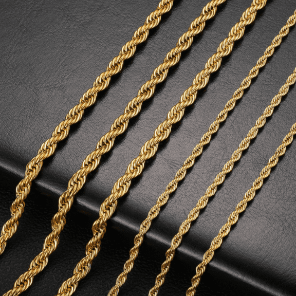 14K Yellow Real Gold Real Solid Rope Chain | 3 mm | 22 Inches |