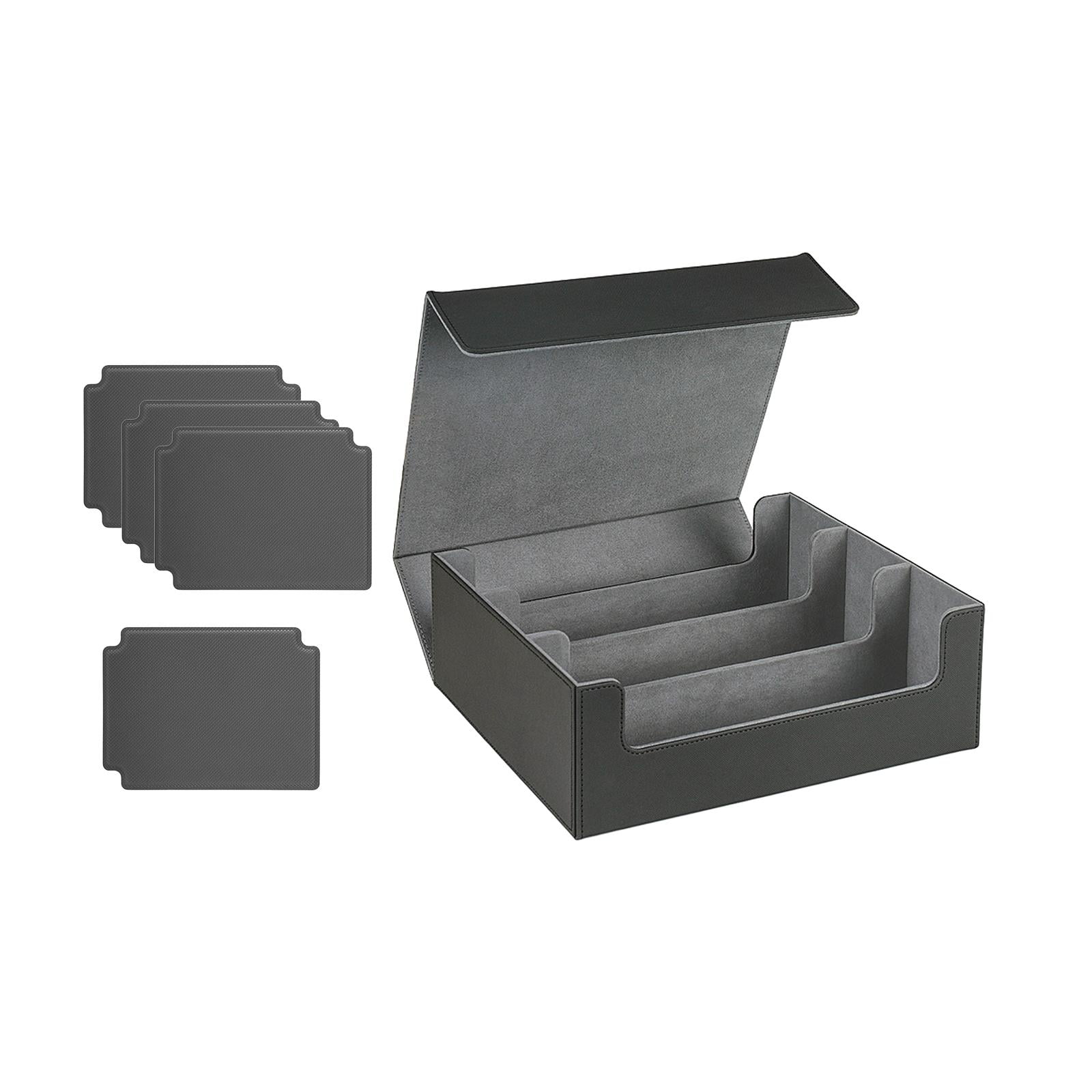 Tachiuwa 1800+Card Case Deck Box Sturdy Organizer for Basketball Cards Black Lined In Gray
