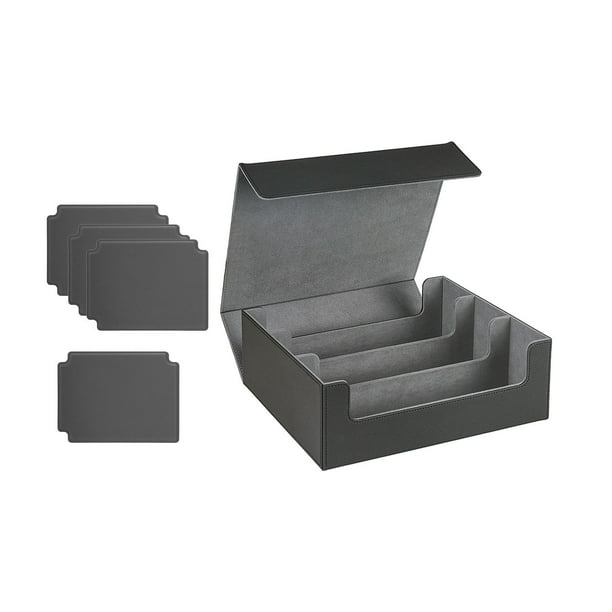 Estuche para más de 1800 tarjetas, protector de cartas, cierre magnético, resistente y a prueba de polvo. Negro forrado en gris.