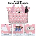thumbnail image 2 of Tote Bag for Women - Pink Halloween Ghosts with Bows Shoulder Bag - Large Utility Work Duffle Bag with Zipper Handbag for Travel, Work, Sprots, 2 of 5