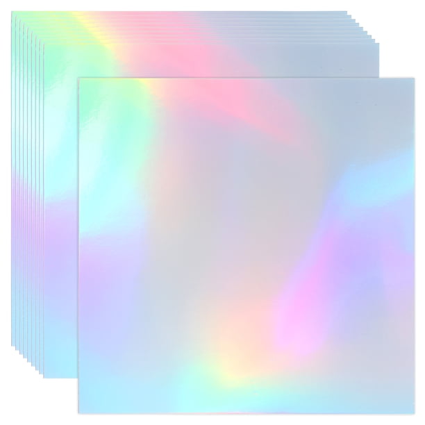 Uxcell 12"x12" Holographic Cardstock, 10 Pack Metallic Iridescent Mirror Paper Foil Board Reflective Sheets, Style 1