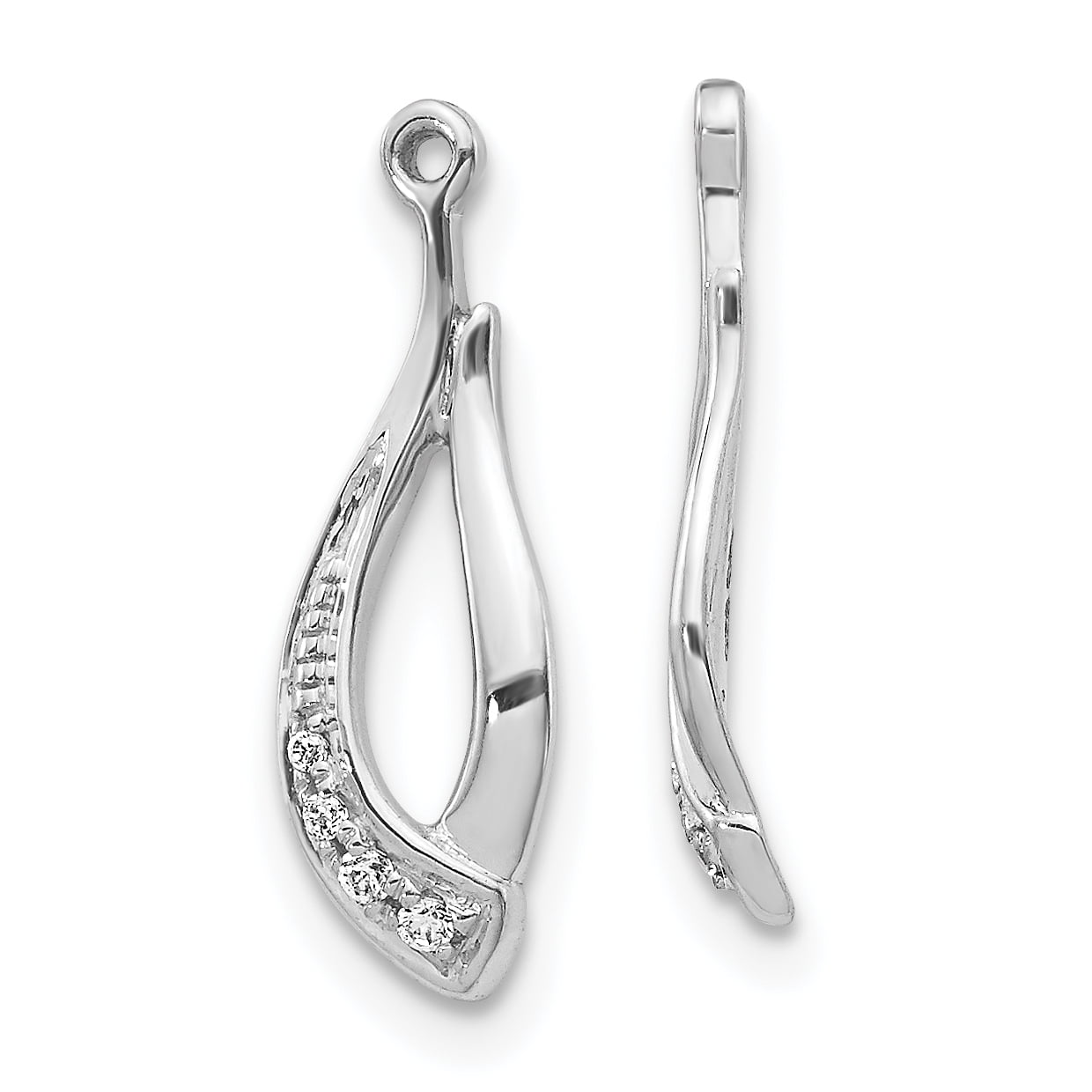 14K White Gold Diamond Dangle Drop Earring Jackets for Stud Earrings (0