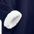 thumbnail image 4 of lcziwo Women's Warm Sherpa Lined Sweatshirt Winter Clothes Solid Color Casual Side Slits Pullover Loungewear Crewneck Fleece Tunic Tops, Navy, M, 4 of 10