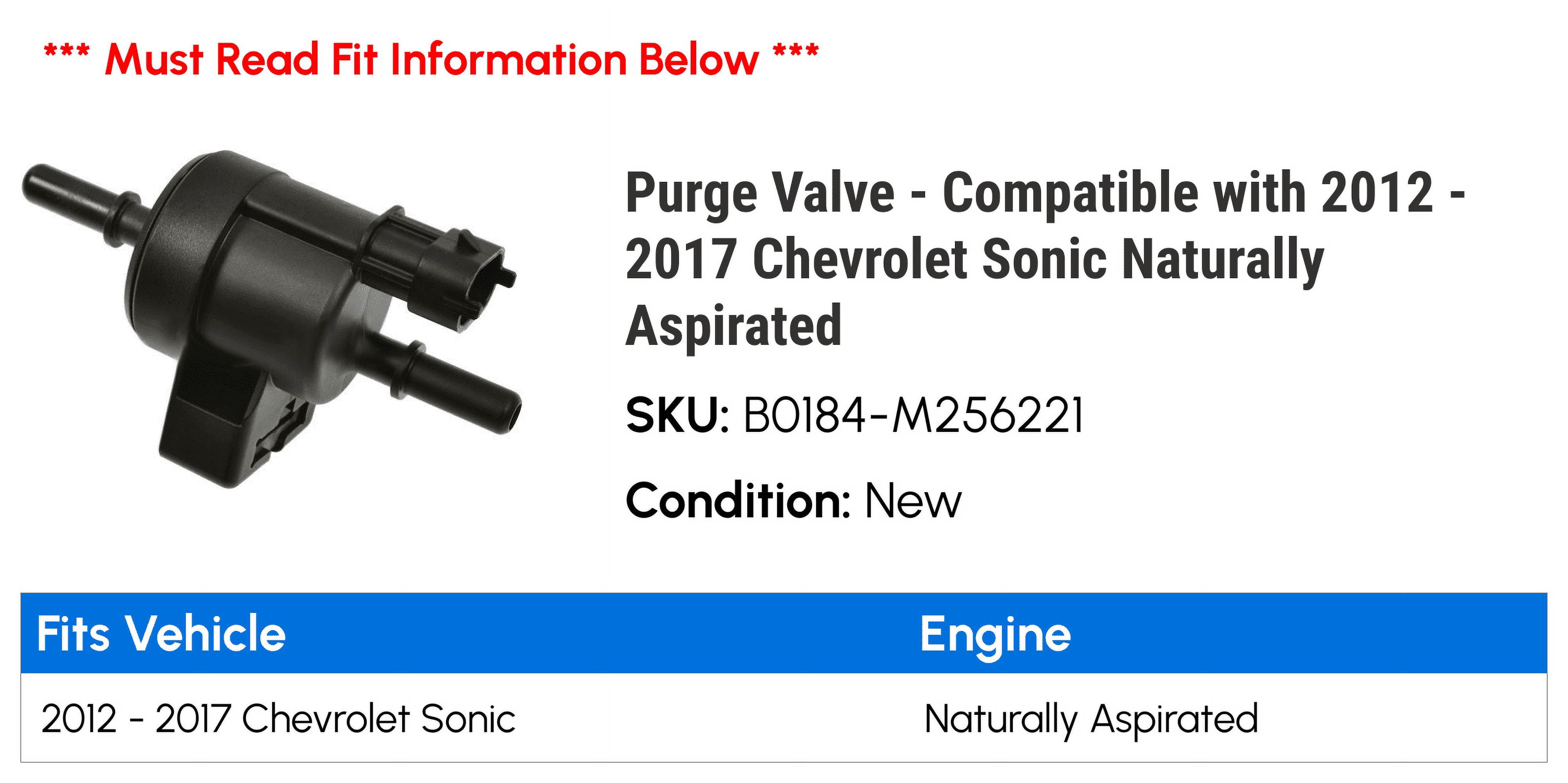 Purge Valve - Compatible with 2012 - 2017 Chevy Sonic Naturally Aspirated 2013 2014 2015 2016