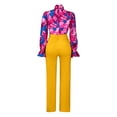 thumbnail image 5 of AURA Women Plus Size Floral Printed Two Piece Set Long Sleeve Shirt Wide Leg Pants Autumn Winter Outfit, 5 of 6