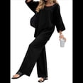 thumbnail image 2 of Traje de Dos Piezas para Mujer: Cuello Redondo, Top Básico, Pantalón . Negro XXXL, 2 of 9