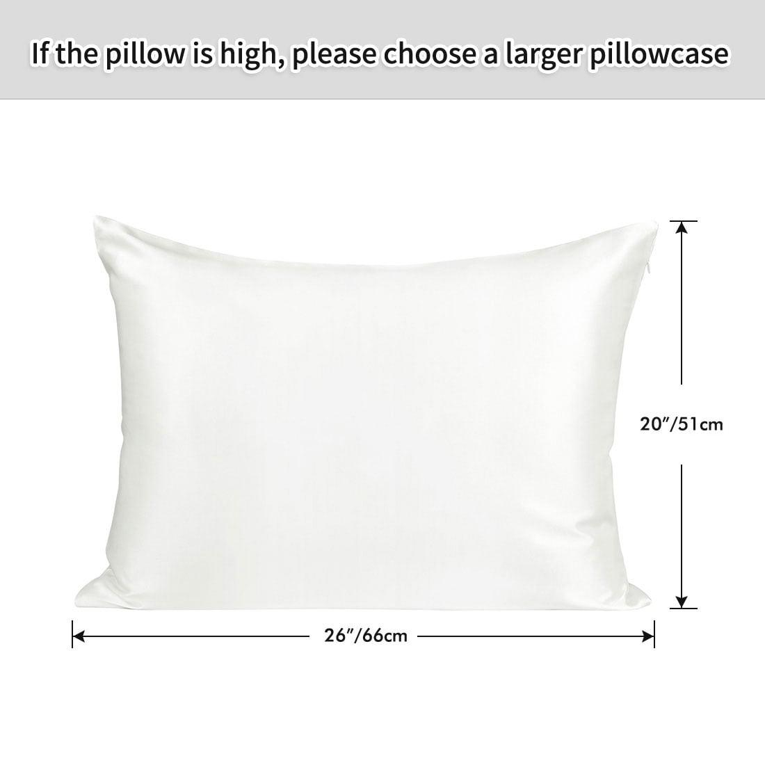 PiccoCasa Silk Pillowcases for Hair and Skin with Zipper Closure Standard Undyed White