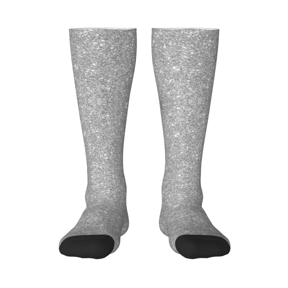 Naloa GlitterSilver Thigh High Socks Extra Long Stretchy Sock Women Over Knee High Opaque Stocking Daily Wear