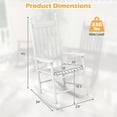 thumbnail image 3 of Costway Outdoor Wooden Rocking Chair with Solid Rocking Base Slatted Seat & Back Patio White, 3 of 9