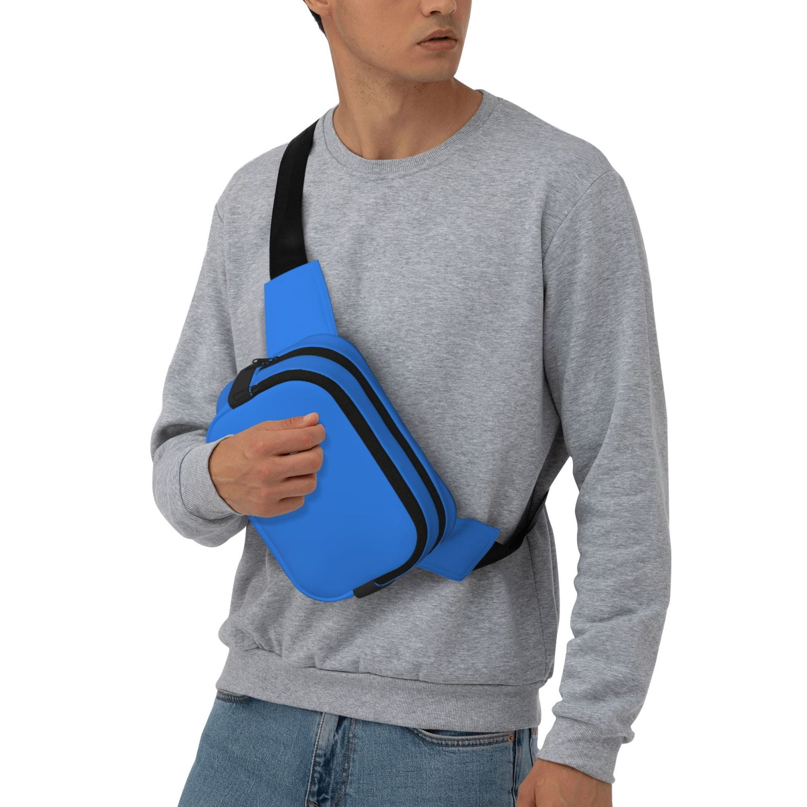 Picia Dodgerblue Print Square Double-Layer Waist Bag Mini Adjustable Waist Belt Bag Exercise Running Travel Hiking