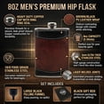 thumbnail image 2 of 8oz Stainless Steel Primo 18/8 #304 Brown/Black PU Leather Premium/Heavy Duty Hip Flask Gift Set, 2 of 9