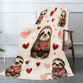 thumbnail image 2 of Joocar Sloth With Hearts Flannel Throw Blanket For Winter Gift Home Sofa Bed Decoration 50x60 inch, 2 of 5