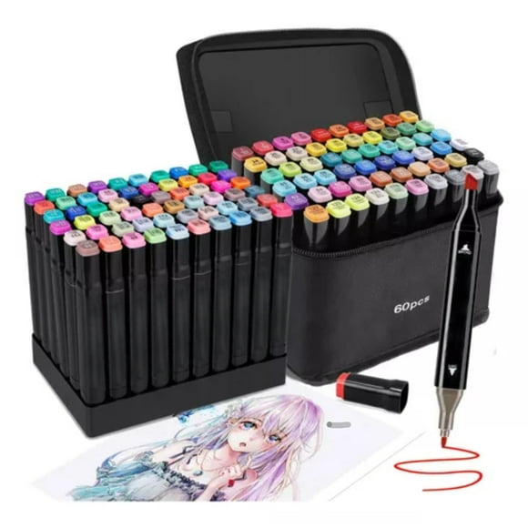 60 Colors Marcadores Doble Punta Plumones Punta Pincel Lonk
