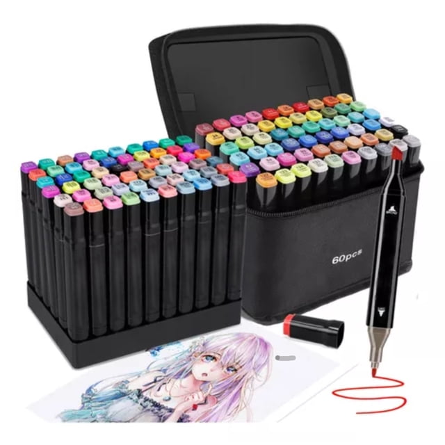 60 Colors Marcadores Doble Punta Plumones Punta Pincel Lonk