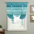 thumbnail image 2 of Cyan Green Tie Up Curtain 63 Inches Long, Gradient Stripe Abstract Lines Texture Modern Balloon Style Kitchen Window Curtain Over Sink, Small Window Rod Pocket Curtain 52"x63", 2 of 9