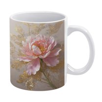 Peony Flower Mug - 11 OZ Porcelain Coffee Cup, Perfect for Floral-Themed Kitchen Accessories
